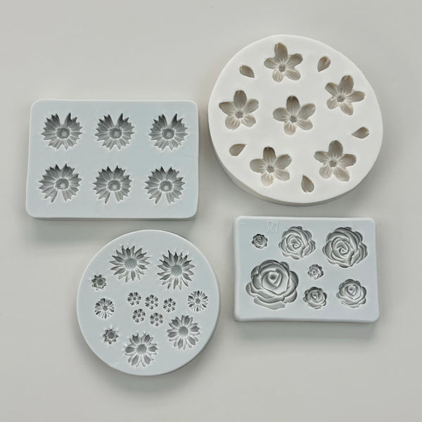 Floral Silicone Molds - Daisy, Chrysanthemum, Cherry Blossom, Rose