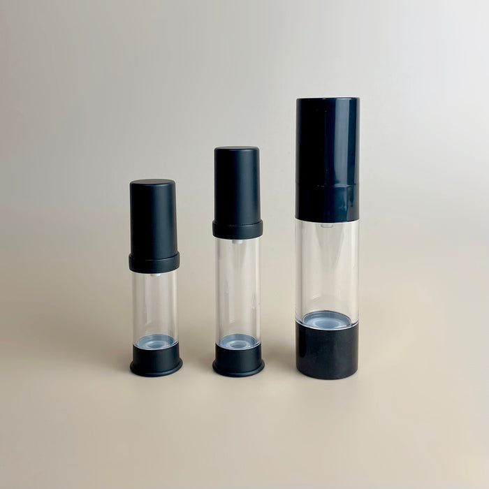 Black Airless Pump Bottles for Serum / Lotion / Cream (Reusable)