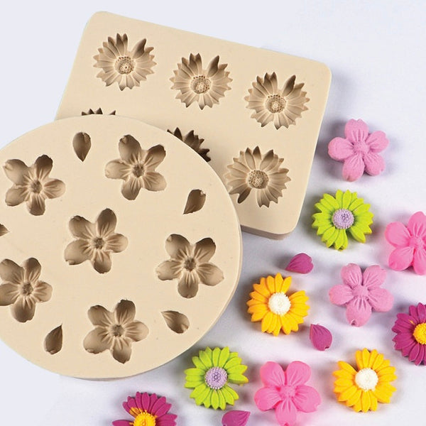 Floral Silicone Molds - Daisy, Chrysanthemum, Cherry Blossom, Rose