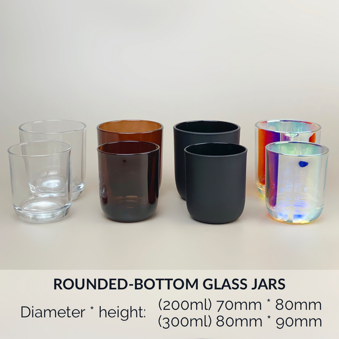 WHOLESALE 300ml Rounded-Bottom Glass Candle Jars 8x9cm