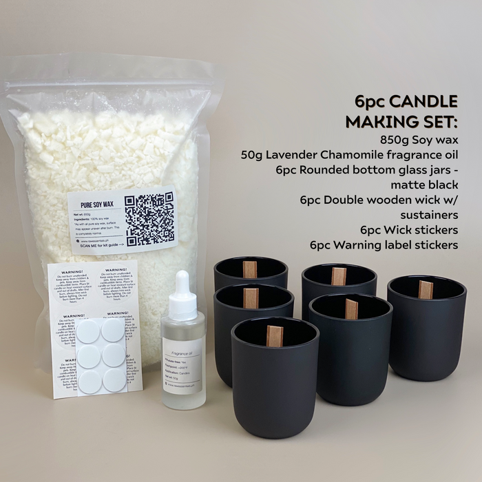 6pc Lavender Chamomile Soy Candle Kit
