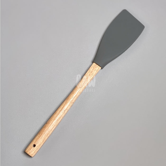 Silicone Spatula W/ Wooden Handle Flat / Grey Tools & Accessories