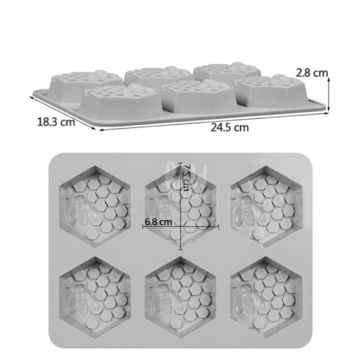 6-cavity Bee Honeycomb Silicone Mold