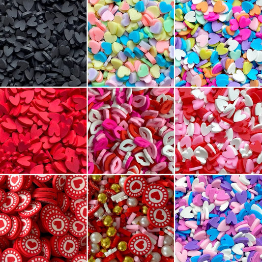 NOT EDIBLE! Polymer Heart / Valentine / Lip Sprinkles for Slime - 10g / 50g
