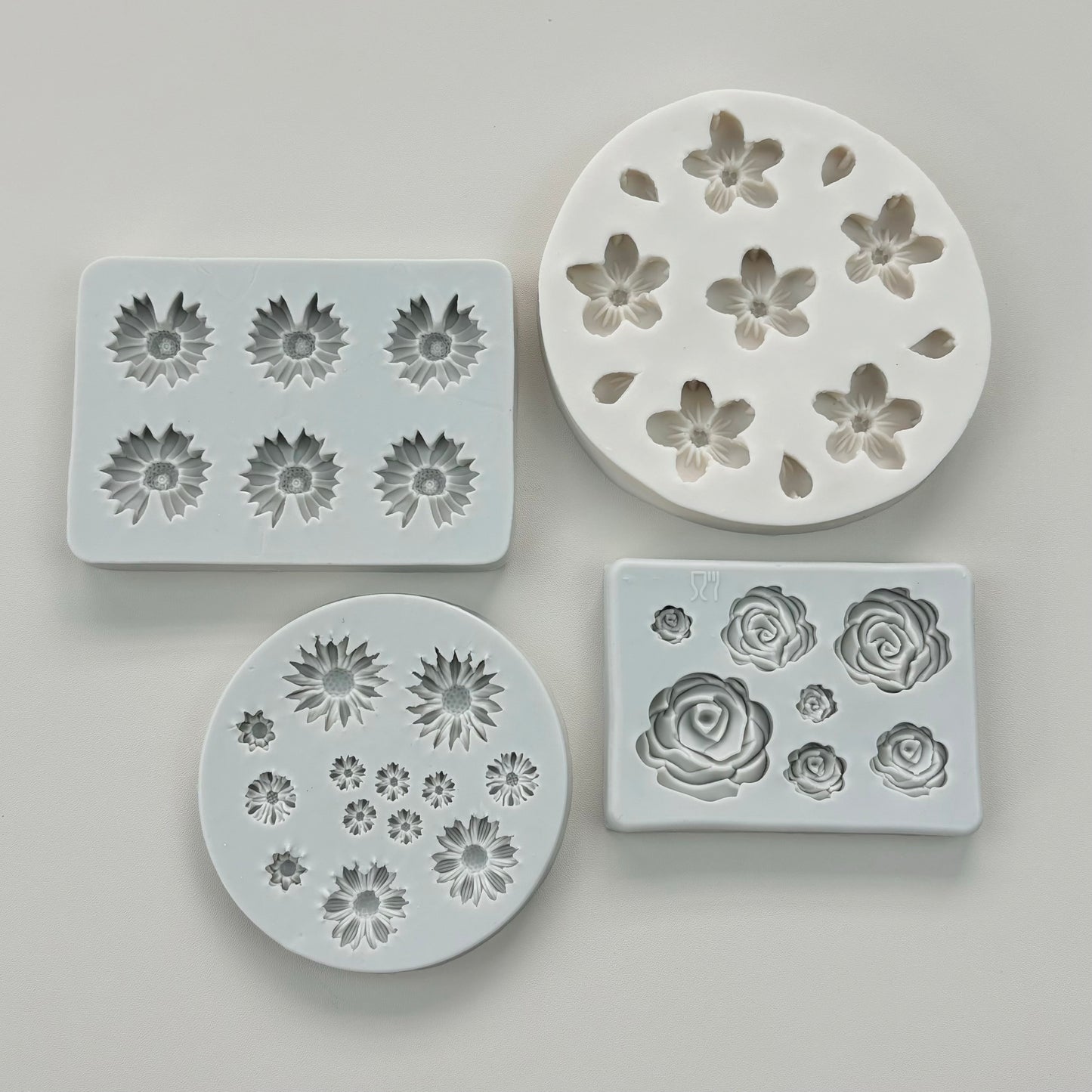 Floral Silicone Molds - Daisy, Chrysanthemum, Cherry Blossom, Rose