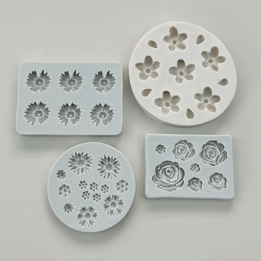 Floral Silicone Molds - Daisy, Chrysanthemum, Cherry Blossom, Rose