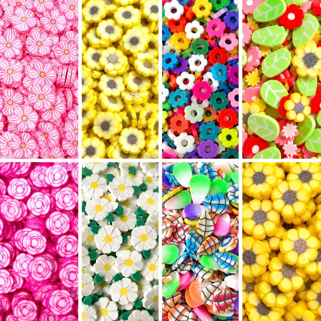 NOT EDIBLE! Sakura / Sunflower Floral Polymer Slices for slime and other crafts
