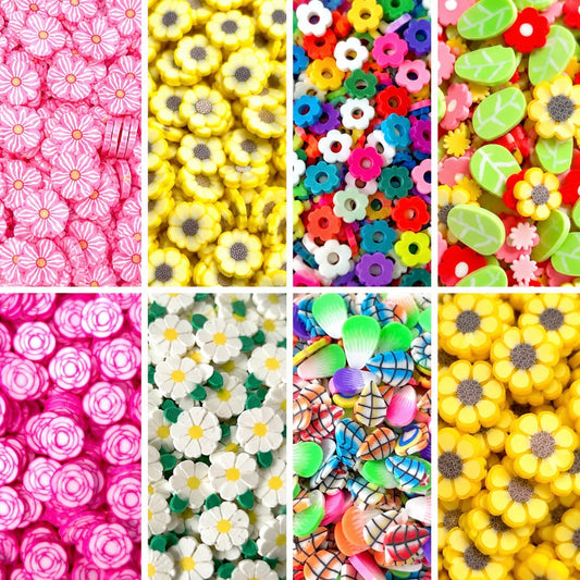NOT EDIBLE! Sakura / Sunflower Floral Polymer Slices for slime and other crafts
