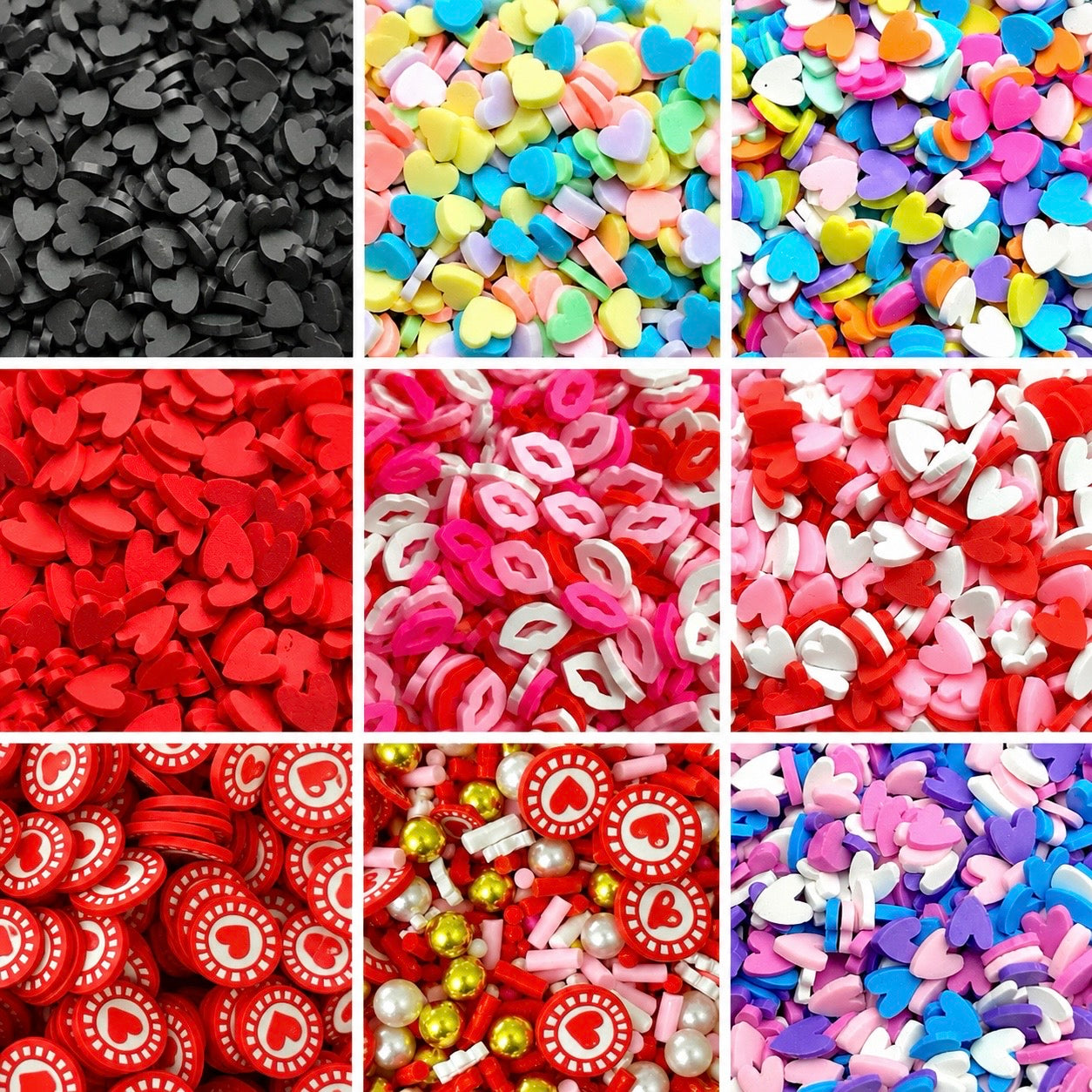 NOT EDIBLE! Polymer Heart / Valentine / Lip Sprinkles for Slime - 10g / 50g