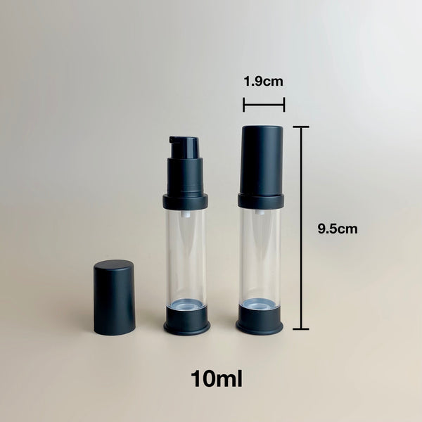 Black Airless Pump Bottles for Serum / Lotion / Cream (Reusable)