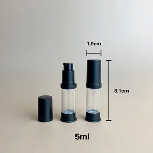 Black Airless Pump Bottles for Serum / Lotion / Cream (Reusable)