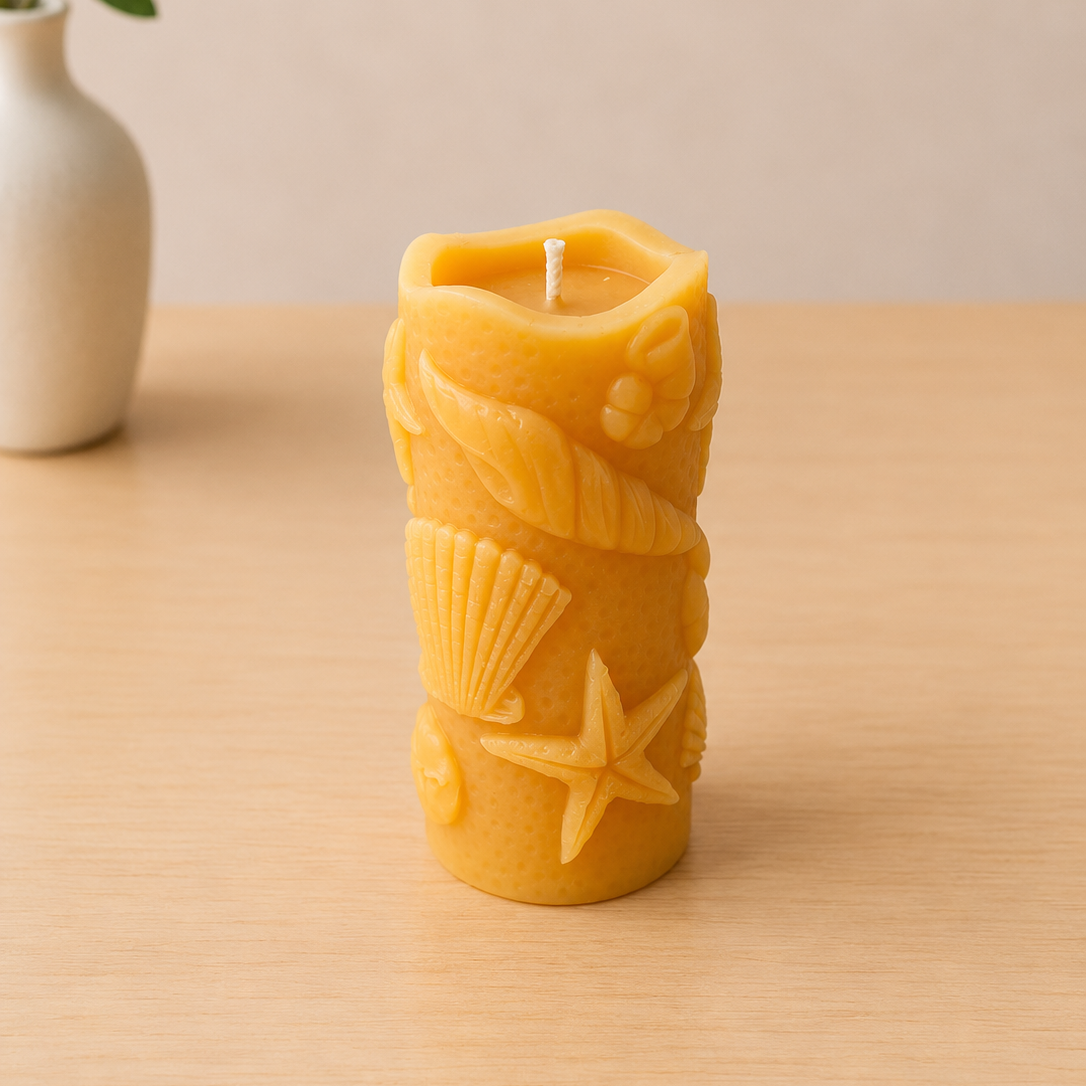 Seashell Starfish Unscented Pure Beeswax Candle - Home Decor | Giveaway | Gift Idea
