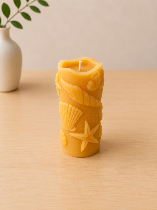 Seashell Starfish Unscented Pure Beeswax Candle - Home Decor | Giveaway | Gift Idea