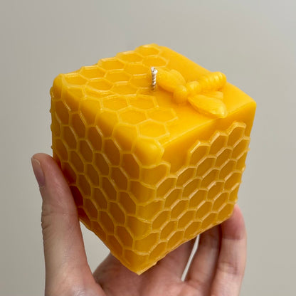 Honeycomb Cube Cylinder Honey Pot Unscented Pure Beeswax Candle - Home Decor | Giveaway | Gift Idea