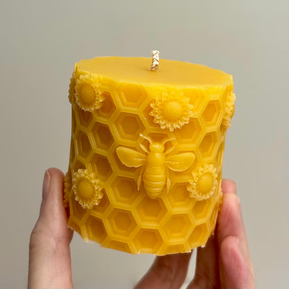 Honeycomb Cube Cylinder Honey Pot Unscented Pure Beeswax Candle - Home Decor | Giveaway | Gift Idea