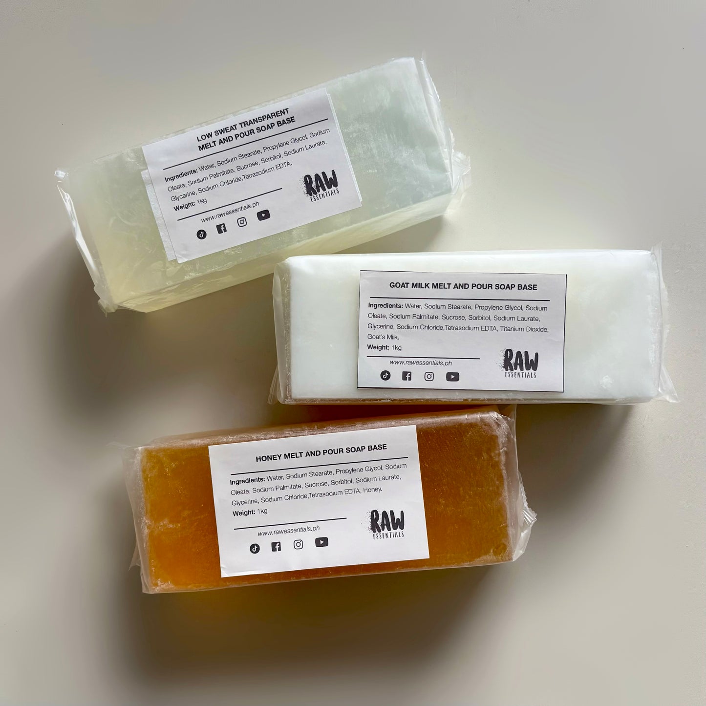 Melt and Pour Soap Base 1kg - Low Sweat Transparent Goat's Milk Honey