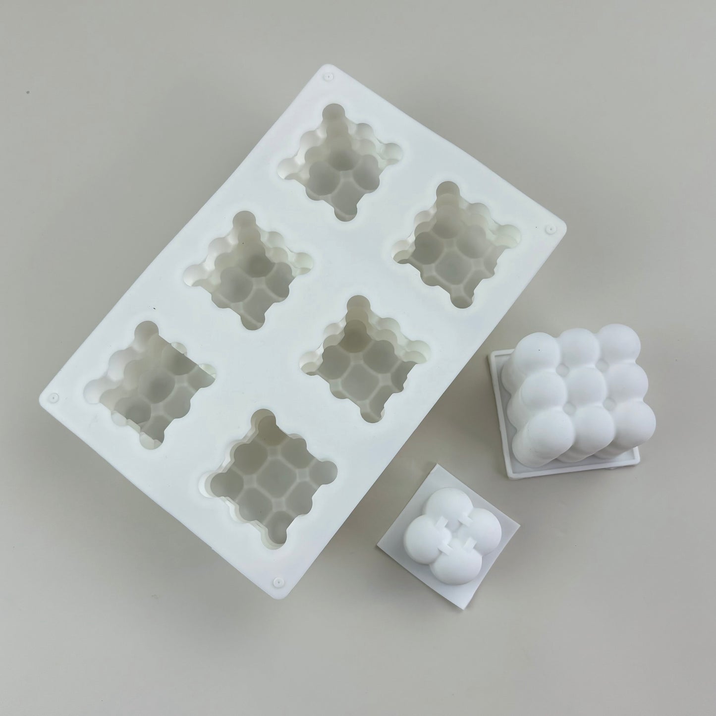 Singe-cavity / 6-cavity / 15-cavity 3D Bubble Rubiks Cube | Heart Bubble Silicone Molds