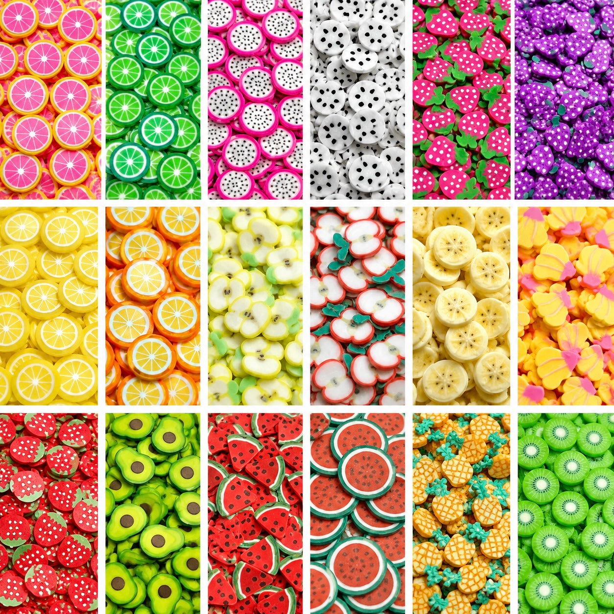 Fimo Fruit Polymer Clay Slices for Slime and Crafts (5mm) - 10g / 50g