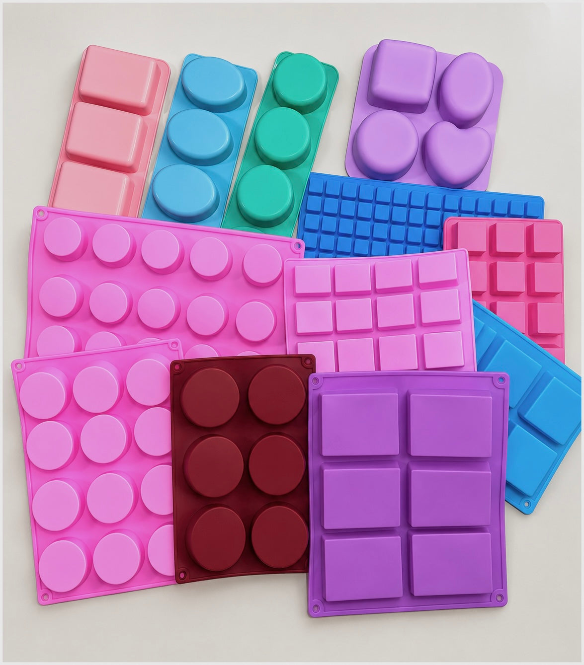 Basic Shapes Silicone Molds for Candles, Soap, Resin, Wax Melts & Baking - Round, Circle, Square, Rectangle, Heart