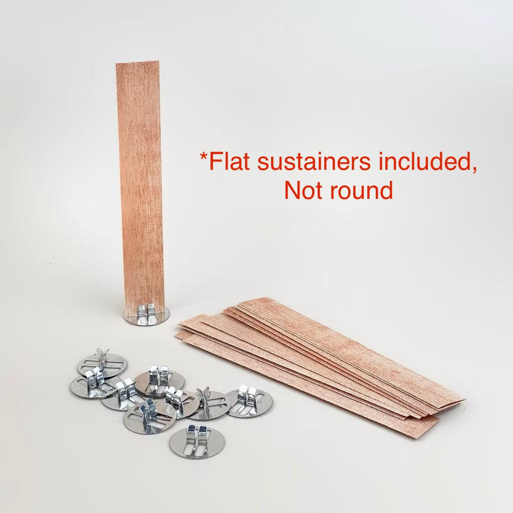 10pc 0.5mm | 1mm Candle Wooden Wicks w/ Sustainers | Round / Flat Wick Sustainers Clips