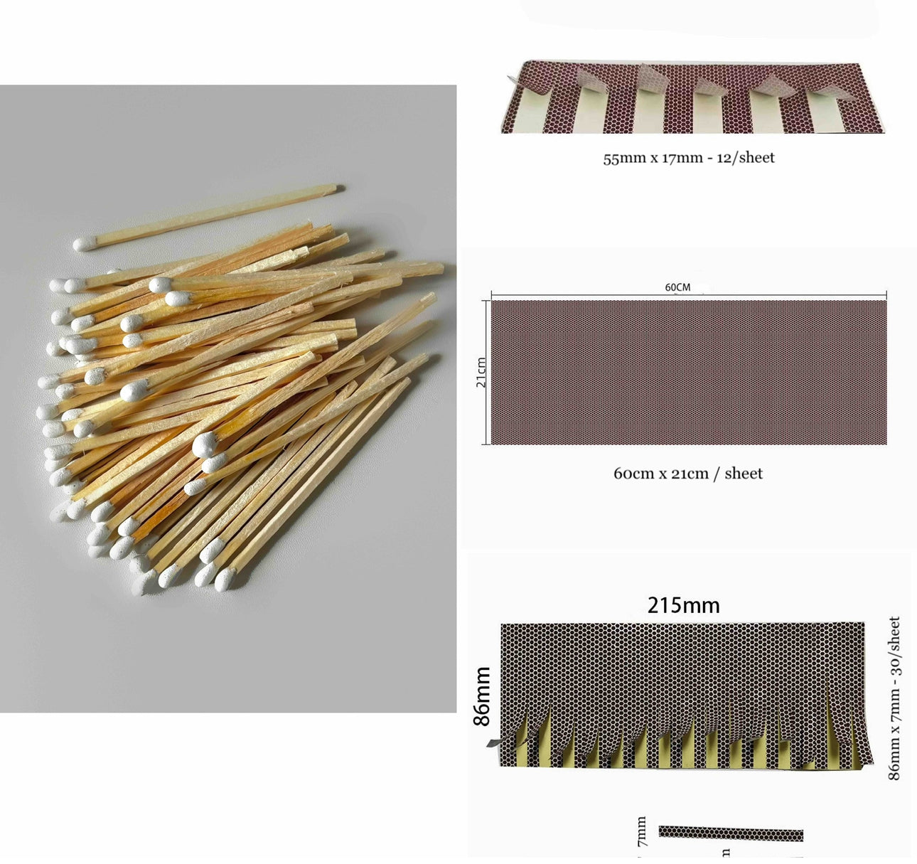 White Matchsticks | Matchstick Striker Self-Adhesive Sheet
