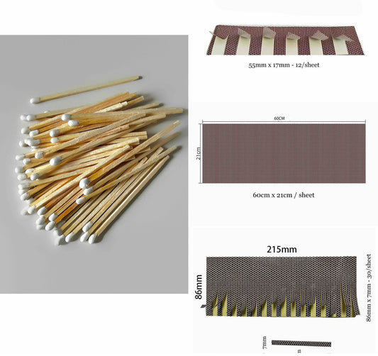 White Matchsticks | Matchstick Striker Self-Adhesive Sheet