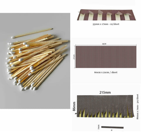 White Matchsticks | Matchstick Striker Self-Adhesive Sheet