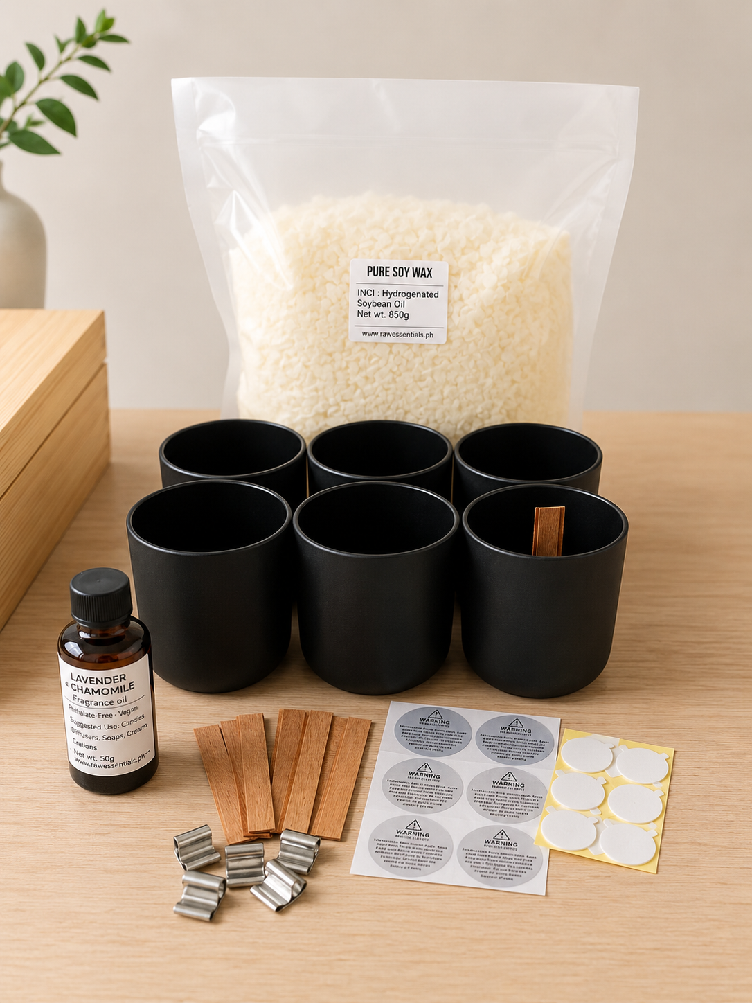 6pc Lavender Chamomile Soy Candle Kit