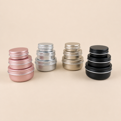 10g/25g/50g Flat Aluminum Tin Can/Jar (Rose Gold, Silver, Black, Light Gold)