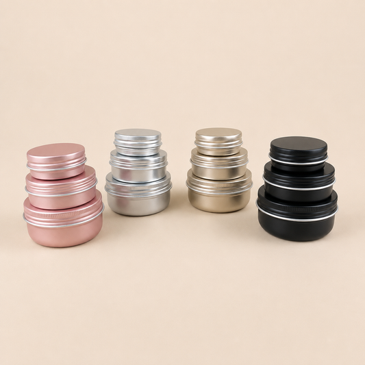 10g/25g/50g Flat Aluminum Tin Can/Jar (Rose Gold, Silver, Black, Light Gold)