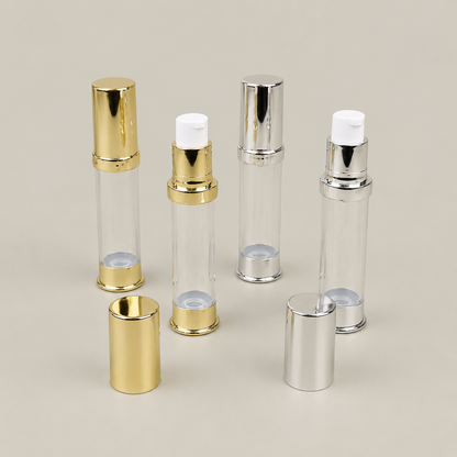 10ml Pump Bottles for  Serum / Lotion / Cream - Gold / Silver (Airless/Reusable)