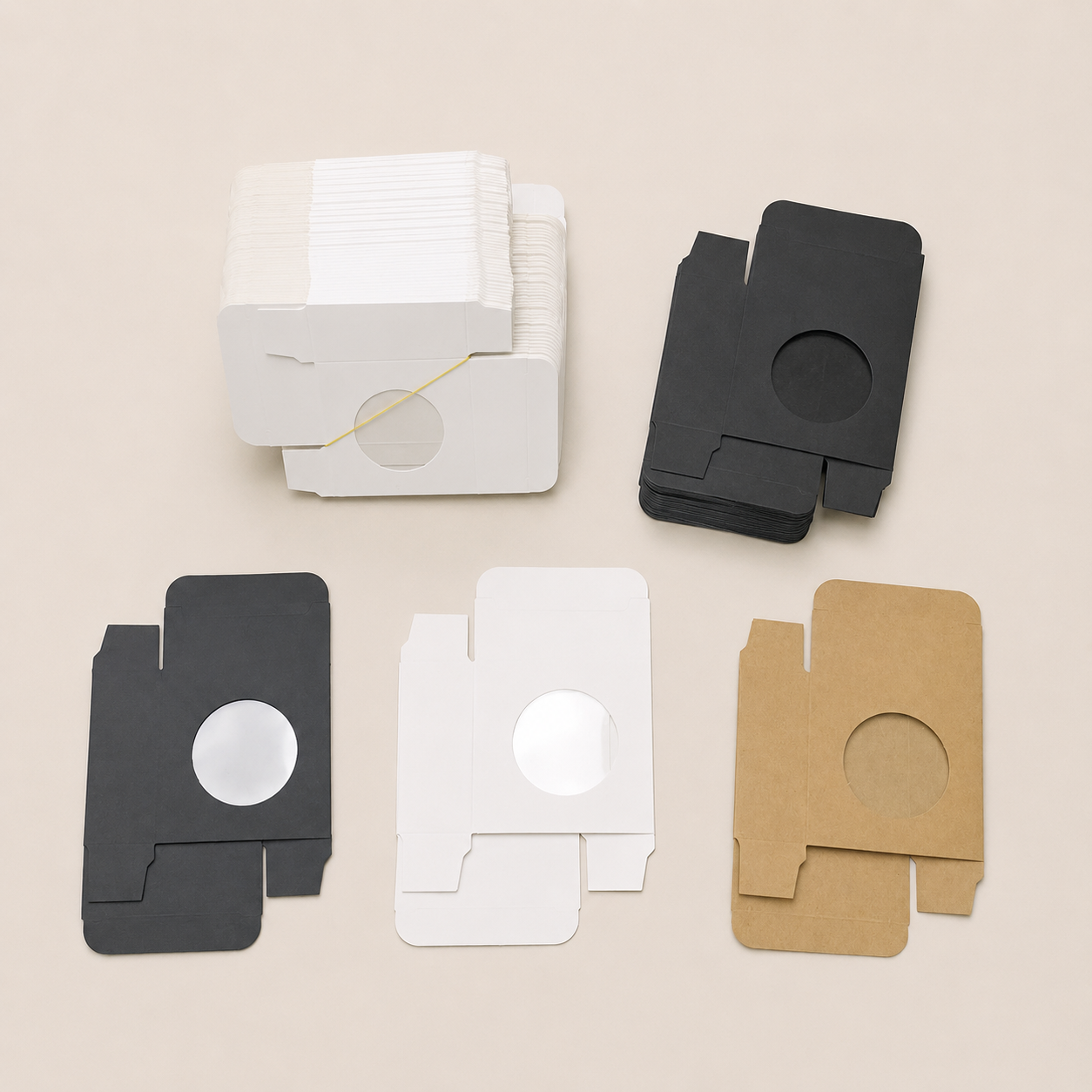 7.5cm x 3cm Reverse Tuck End Square Box w/ Window - 10pc/50pc