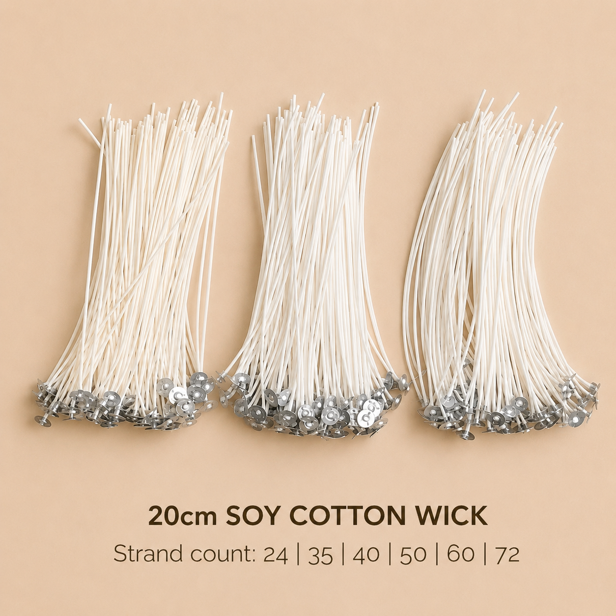 20pc/100pc 24 35 40 50 60 72-strand Soy Cotton Wick for candles for Soy Wax Candle Making