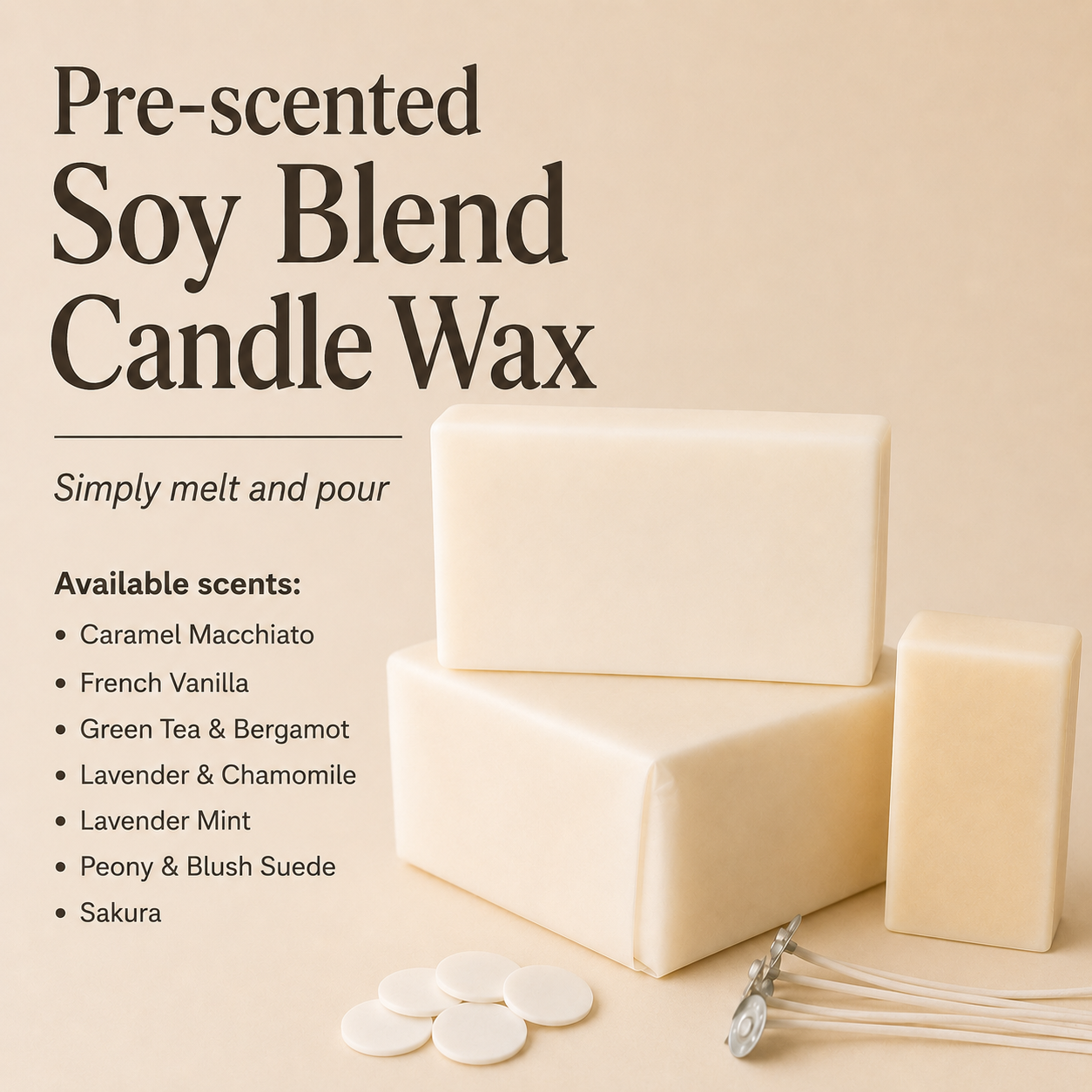 Pre-Scented Candle Wax – Melt & Pour Candle Making Wax | Easy DIY Candle Refill & Craft Supply