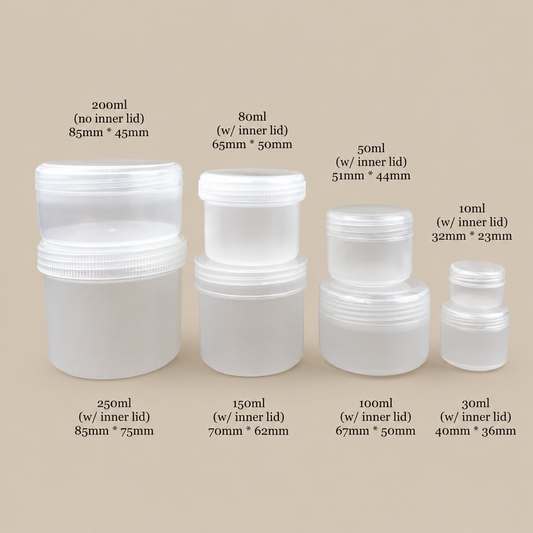 Frosted PP Jar with inner lid - 10g | 30g | 50g | 80g | 100g | 150g | 200g | 250g