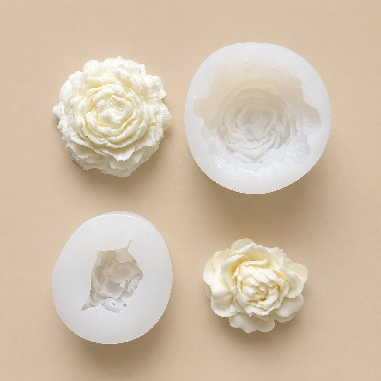 3D Floral Candle Silicone Molds - Peony Jasmine DIY Candle Making Mold