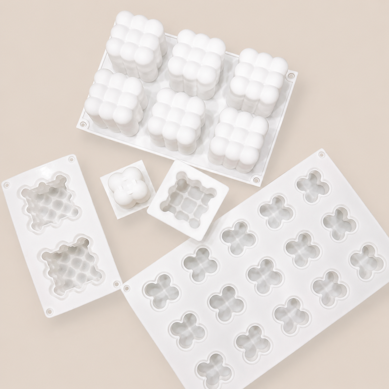 Single-cavity / 6-cavity / 15-cavity 3D Bubble Rubiks Cube Heart Bubble Silicone Molds Silicone Mold for DIY Candle Making