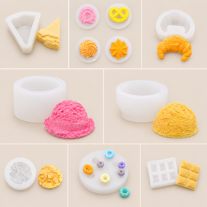 3D Food Silicone Mold - Ice cream | Biscuit | Cookie | Chocolate | Fruit loops | Croissant | Cake