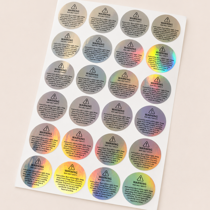 1.2" Candle / Wax Melt Safety Warning Holographic Stickers