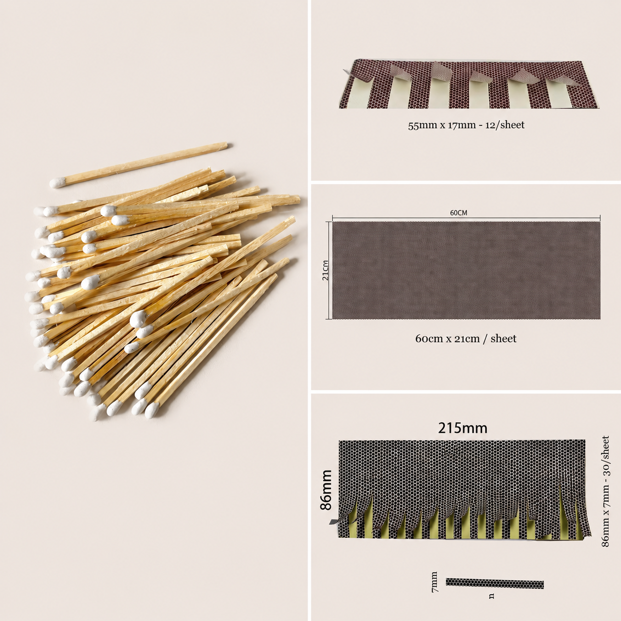 White Matchsticks | Matchstick Striker Self-Adhesive Sheet