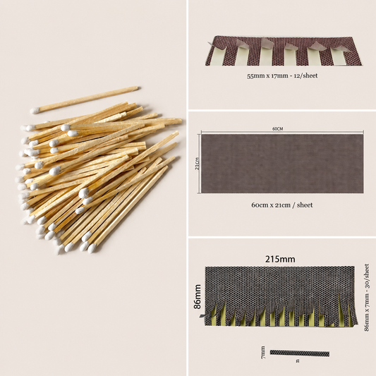 White Matchsticks | Matchstick Striker Self-Adhesive Sheet