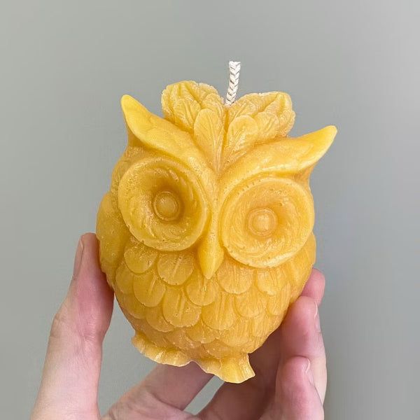 Owl Unscented Yellow Beeswax / Beesoy Candle - Home Decor | Giveaway | Gift Idea