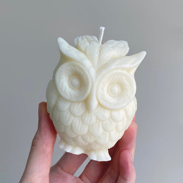 Owl Unscented Yellow Beeswax / Beesoy Candle - Home Decor | Giveaway | Gift Idea