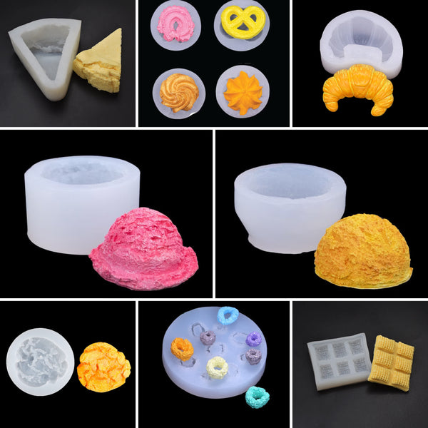 3D Food Silicone Mold - Ice cream | Biscuit | Cookie | Chocolate | Fruit loops | Croissant | Cake