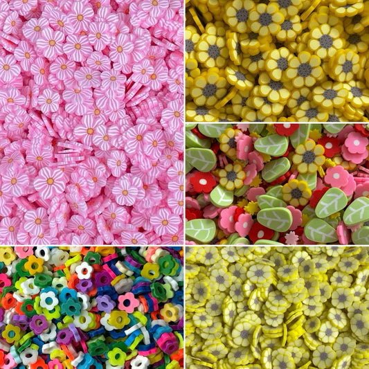 NOT EDIBLE! Sakura / Sunflower Floral Polymer Slices for slime and other crafts