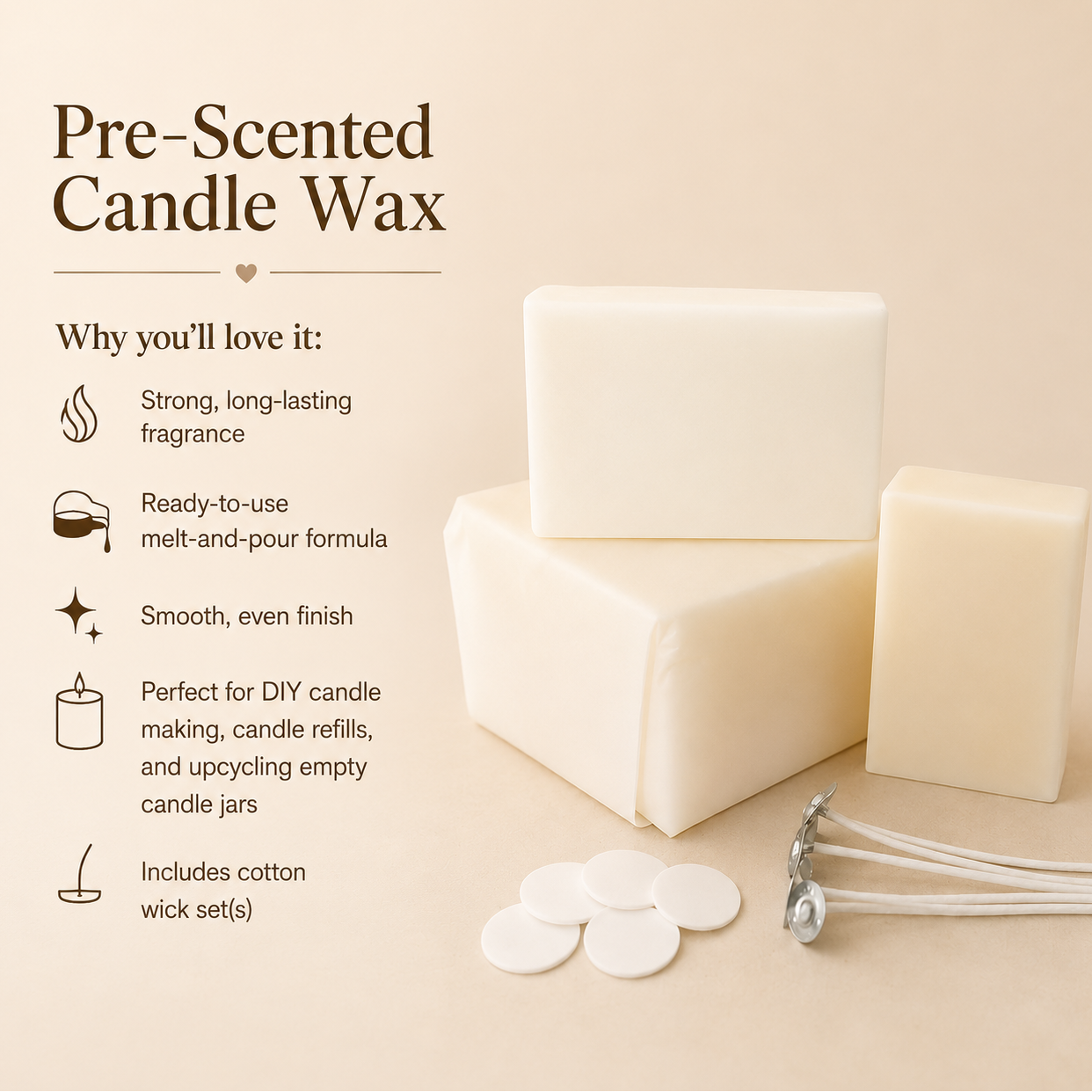 Pre-Scented Candle Wax – Melt & Pour Candle Making Wax | Easy DIY Candle Refill & Craft Supply