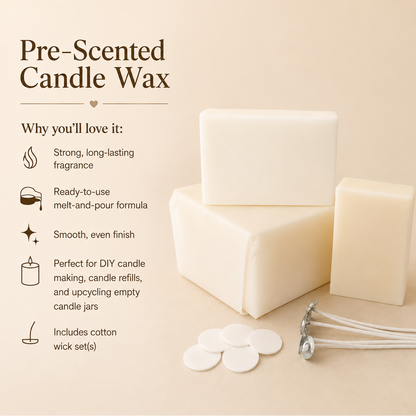 Pre-Scented Candle Wax – Melt & Pour Candle Making Wax | Easy DIY Candle Refill & Craft Supply