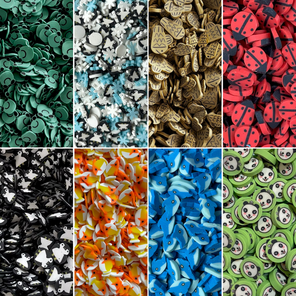 Animal-themed Polymer Sprinkles for crafts - Mickey Mouse | Dolphin | Penguin | Ladybug | Gold fish | Frog | Taiyaki | Butterfly