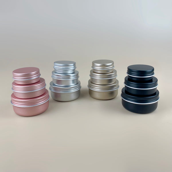 10g/25g/50g Flat Aluminum Tin Can/Jar (Rose Gold, Silver, Black, Light Gold)