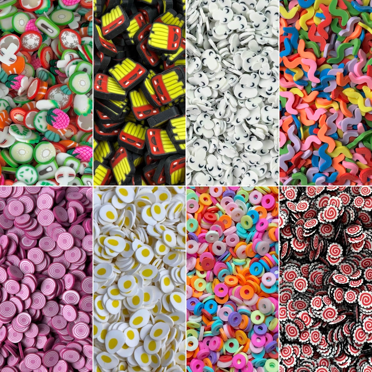 NOT EDIBLE! Food-themed Polymer Sprinkles for Slime and other crafts - Cereal | Egg | Sushi | Maki | Gummy worms | Onion | Mushroom | Fries | Salad | Burger | Ice Cream | Cupcake